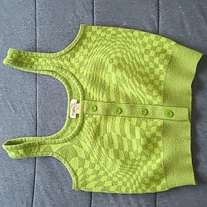 GREEN ABSTRACT TANK CROP SWEATER